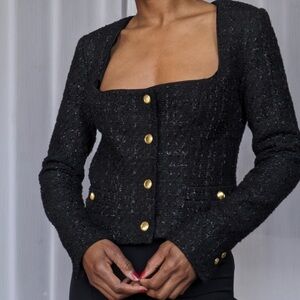 Revolve Assignment Bianca Long-Sleeve Tweed Jacket | Size:XS